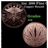 1oz .999 Fine Copper Bullion Round - Marijuana Lea