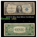 1935D $1 Blue Seal Silver Certificate Grades vf+