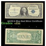 1957B $1 Blue Seal Silver Certificate Grades vf++
