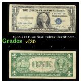 1935E $1 Blue Seal Silver Certificate Grades vf++