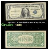1957B $1 Blue Seal Silver Certificate Grades vf++