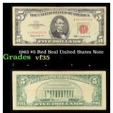 1963 $5 Red Seal United States Note Grades vf++