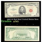 1963 $5 Red Seal United States Note Grades xf+