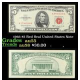 1963 $5 Red Seal United States Note Grades Choice