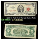 1963 $2 Red Seal United States Note Grades xf deta