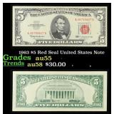 1963 $5 Red Seal United States Note Grades Choice