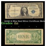 1935G No Motto $1 Blue Seal Silver Certificate Gra