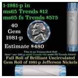 BU Shotgun Jefferson 5c roll, 1981-p 40 pcs Bank $