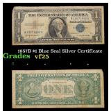 1957B $1 Blue Seal Silver Certificate Grades vf+
