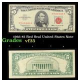 1963 $5 Red Seal United States Note Grades vf++