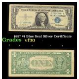 1957 $1 Blue Seal Silver Certificate Grades vf++