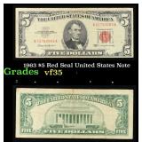 1963 $5 Red Seal United States Note Grades vf++