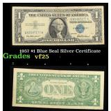 1957 $1 Blue Seal Silver Certificate Grades vf+
