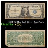 1957B $1 Blue Seal Silver Certificate Grades vf++