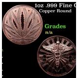 1oz .999 Fine Copper Bullion Round - Marijuana Lea