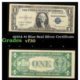 1935A $1 Blue Seal Silver Certificate Grades vf++