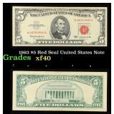 1963 $5 Red Seal United States Note Grades xf