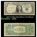 1957 $1 Blue Seal Silver Certificate Grades vf++