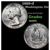 1989-d Washington Quarter 25c Grades GEM Unc