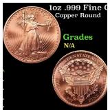 1oz .999 Fine Copper Bullion Round - Walking Liber