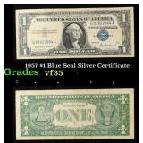 1957 $1 Blue Seal Silver Certificate Grades vf++