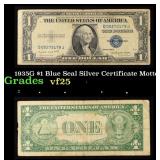1935G No Motto $1 Blue Seal Silver Certificate Gra