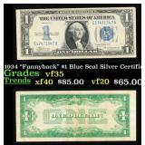 1934 $1 Blue Seal Silver Certificate Grades vf++