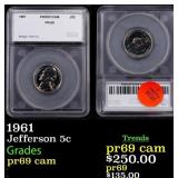 1961 Proof Jefferson Nickel 5c pr69 cam SEGS