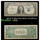 1957A $1 Blue Seal Silver Certificate Grades vf++