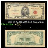 1963 $5 Red Seal United States Note Grades vf++