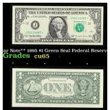 **Star Note** 1995 $1 Green Seal Federal Reserve N