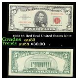 1963 $5 Red Seal United States Note Grades Select