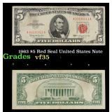 1963 $5 Red Seal United States Note Grades vf++