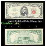1963 $5 Red Seal United States Note Grades xf+