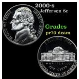 2000-s Proof Jefferson Nickel 5c Grades GEM++ Proo