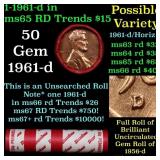 BU Shotgun Lincoln 1c roll, 1964-d 50 pcs Dunbar W