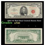 1963 $5 Red Seal United States Note Grades xf