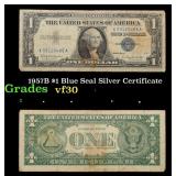 1957B $1 Blue Seal Silver Certificate Grades vf++