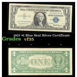 1957 $1 Blue Seal Silver Certificate Grades vf++