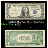 1935E $1 Blue Seal Silver Certificate Grades vf++