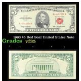 1963 $5 Red Seal United States Note Grades vf++