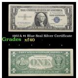 1957A $1 Blue Seal Silver Certificate Grades xf
