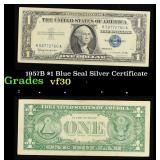 1957B $1 Blue Seal Silver Certificate Grades vf++