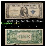 1935D $1 Blue Seal Silver Certificate Grades vf+
