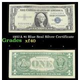 1957A $1 Blue Seal Silver Certificate Grades xf