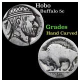 Hobo Buffalo Nickel 5c Grades Hand Carved