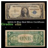 1935A $1 Blue Seal Silver Certificate Grades vf+