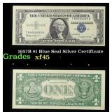 1957B $1 Blue Seal Silver Certificate Grades xf+