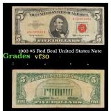 1963 $5 Red Seal United States Note Grades vf++