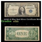 1935G $1 Blue Seal Silver Certificate Grades vf++